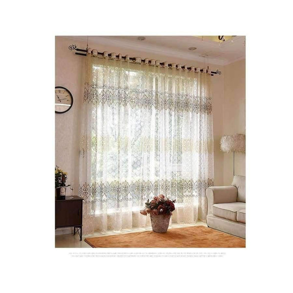 Planet Gates brown / W100xL130cm / 1 rings top Floral sheer tulle window curtains for living room the bedroom modern tulle curtains for window curtain fabric blinds drapes