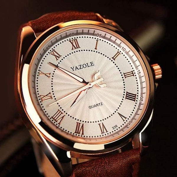 Planet Gates Brown Watches Men Watch Famous Roman Number Male Luminous Cheap PU Leather Clock Sports Wrist Watch Quartz-Watch