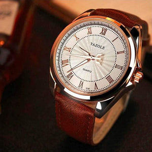 Planet Gates Brown Watches Men Watch Famous Roman Number Male Luminous Cheap PU Leather Clock Sports Wrist Watch Quartz-Watch