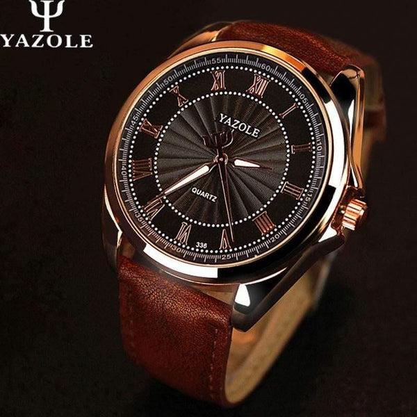 Planet Gates Brown Watches Men Watch Famous Roman Number Male Luminous Cheap PU Leather Clock Sports Wrist Watch Quartz-Watch