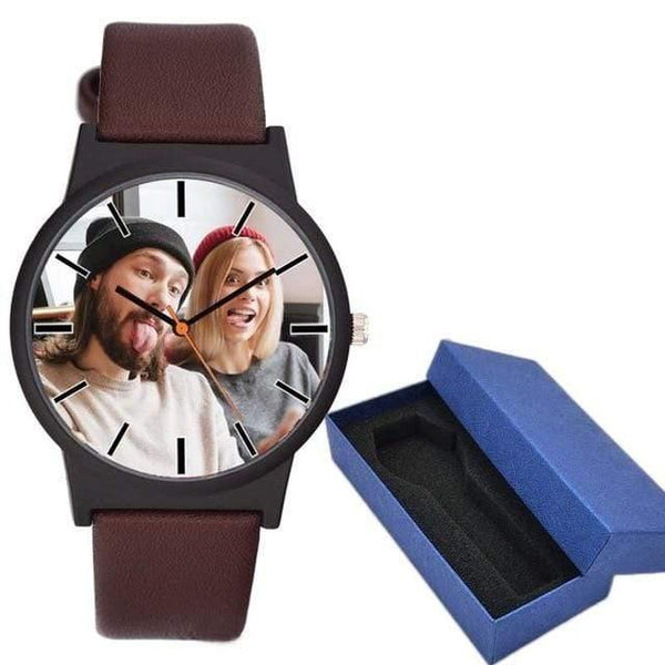 Planet Gates brown with box Lovers watch DIY with your own picture Custom clock dial leather sport casual fashion fit for men women creative watch