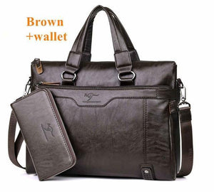 Planet Gates brown with wallet Men's shoulder messenger bag Men Business Briefcase bag for laptop computer man's bag handbag BriefCase male messenger bags