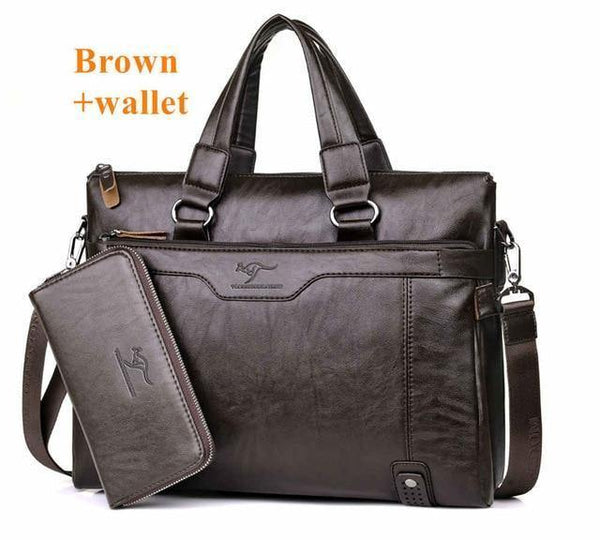 Planet Gates brown with wallet Men's shoulder messenger bag Men Business Briefcase bag for laptop computer man's bag handbag BriefCase male messenger bags