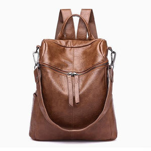 Planet Gates Brown Women Backpack PU Leather Daypack Fashion Backpacks Female Mochila Feminine Casual Large Capacity Vintage Shoulder Bags