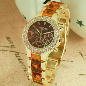 Planet Gates Brown Women's Watches Top Brand Luxury Rhinestone Watch Women Watches Calendar Ladies Watch Clock reloj mujer relogio feminino