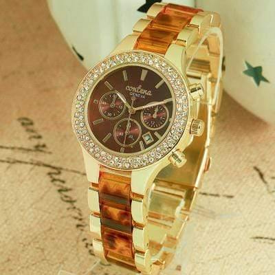 Planet Gates Brown Women's Watches Top Brand Luxury Rhinestone Watch Women Watches Calendar Ladies Watch Clock reloj mujer relogio feminino
