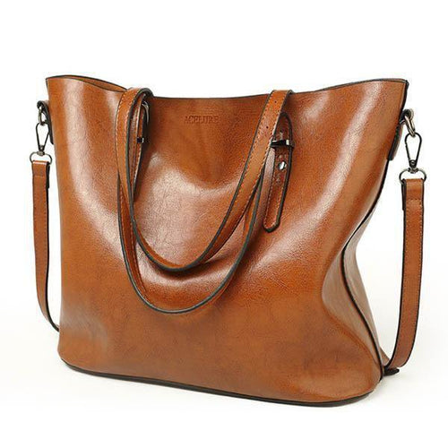 Planet Gates brown Women Shoulder Bag Fashion Women Handbags Oil Wax Leather Large Capacity Tote Bag Casual Pu Leather women Messenger bag