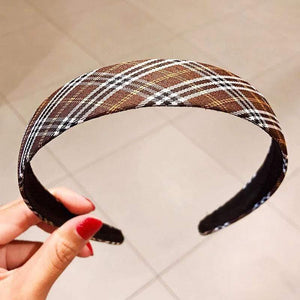 Women Vintage Elegant Wide Plaid Simple Hairbands Sweet Headband Hair Holder Ornament Fashion Hair Accessories