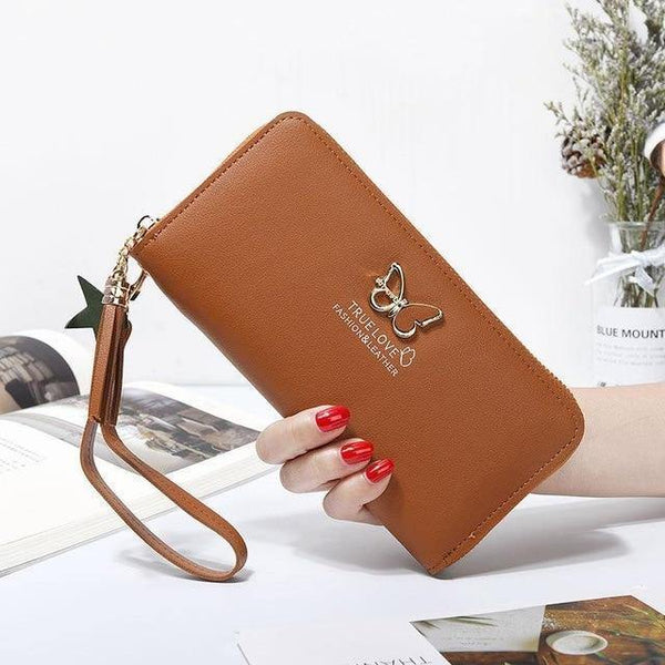 Planet Gates Brown Women Wallet Butterfly Hollowed Best Wallet Female Case Phone Pocket Pouch Handbag Women's Purse Carteira Femme