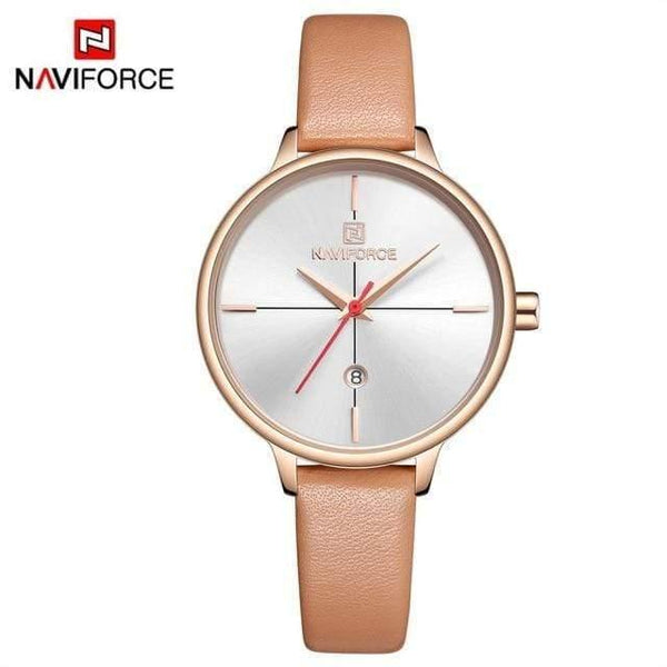 Planet Gates Brown Women Watch Fashion Quartz Lady Blue PU Watchband Date Casual 3ATM Waterproof Wristwatch Gift for Girl Wife Woman