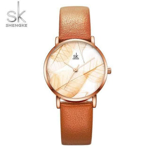 Planet Gates Brown Women Watch Green Dial Slim Leather Strap Quartz Wristwatches Simple Design Ultra Thin Case Zegarek Damski
