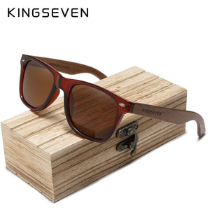 Planet Gates Brown Wood box / China / Original Polarized KINGSEVEN New Black Walnut Sunglasses Wood Polarized Sunglasses Men's Glasses Handmade UV400 Protection Eyewear Retro Wooden Box