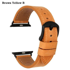 Planet Gates Brown Yellow B / For Apple Watch 38mm Leather Watch Strap Replacement For Apple Watch Band 44mm 40mm 42mm 38mm Series 4 3 2 1 iWatch Watchband