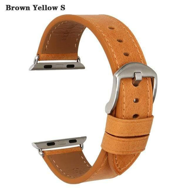 Planet Gates Brown Yellow S / For Apple Watch 38mm Leather Watch Strap Replacement For Apple Watch Band 44mm 40mm 42mm 38mm Series 4 3 2 1 iWatch Watchband