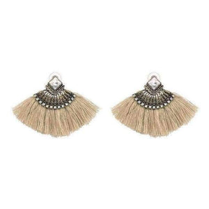 Planet Gates Brown1 Bohemia Dangle Drop Earrings Women Accessories Fan Shaped Cotton Handmade Tassels Fringed Earrings Ethnic Jewelry