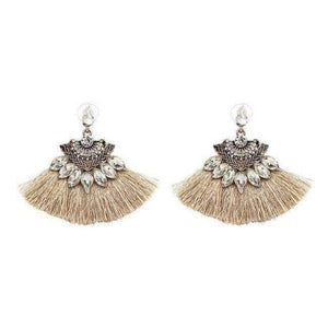 Planet Gates Brown11 Bohemia Dangle Drop Earrings Women Accessories Fan Shaped Cotton Handmade Tassels Fringed Earrings Ethnic Jewelry
