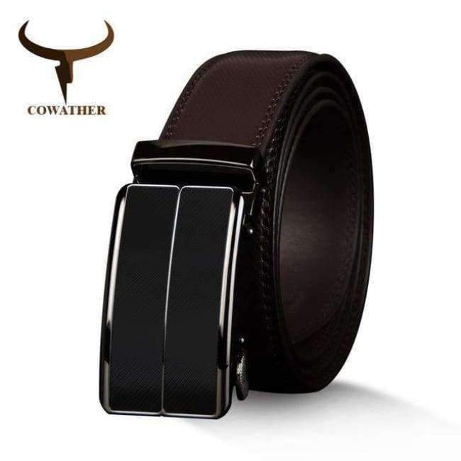 Planet Gates blackCZ070 / 110cm COWATHER New Arrival  cow genuine leather men's belt cowhide strap for male automatic buckle belts for men alloy buckle belts