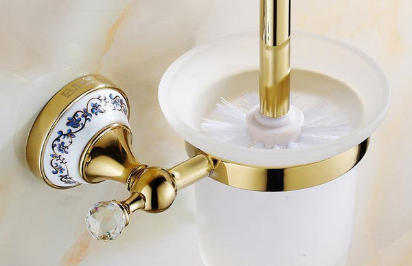 Planet Gates BRUSH-193 Bathroom Hardware Set Antique Gold&Crystal Bathroom Accessories Sets Bathroom Products FE1