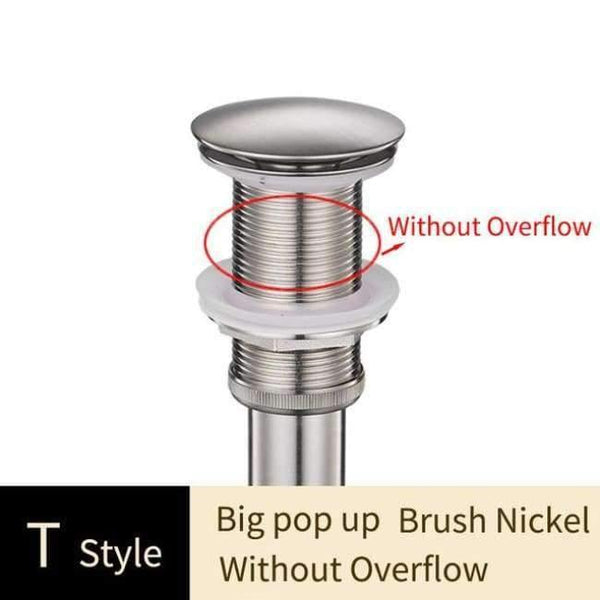 Planet Gates Brush Nickel T Without Overflow Brass Bathroom Lavatory Sink Pop Up Drain Bathroom Basin Sink Use Bathroom Products/Accessories HJ-0618F