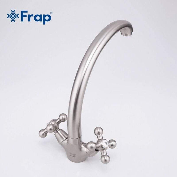 Planet Gates Brushed Nickel Kitchen Faucet Double Handle Cold And Hot Mixer F4219-5