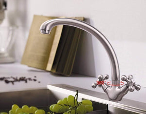 Planet Gates Brushed Nickel Kitchen Faucet Double Handle Cold And Hot Mixer F4219-5