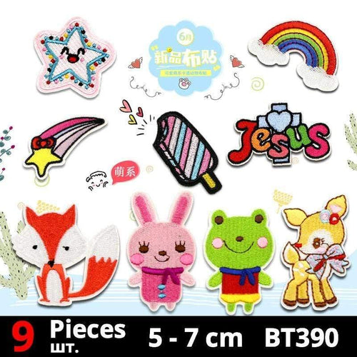 Planet Gates BT390-set Cute Anime Cartoon Children Iron On Patches For Clothing Sticker Sew On Embroidery Patch On Clothes Applique Stripes Mix Lot