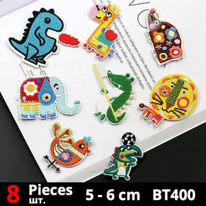 Planet Gates BT400-set-100006065 Cute Anime Cartoon Children Iron On Patches For Clothing Sticker Sew On Embroidery Patch On Clothes Applique Stripes Mix Lot