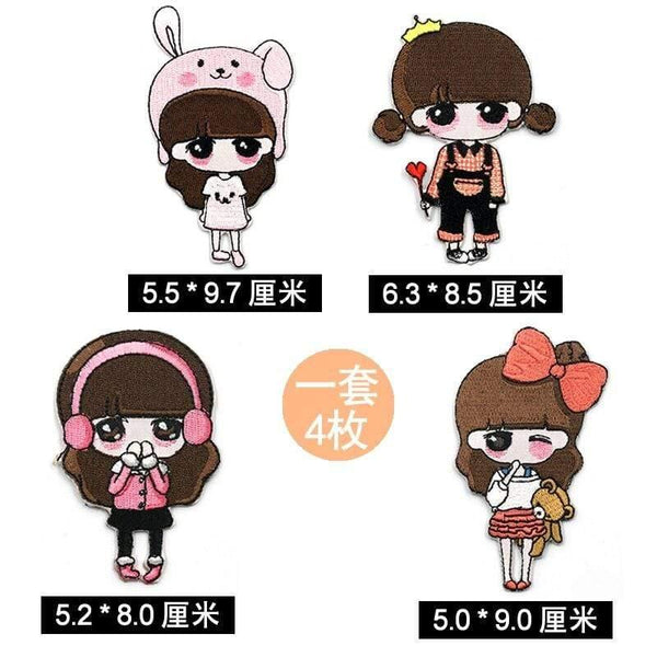 Planet Gates BT401-set Cute Anime Cartoon Children Iron On Patches For Clothing Sticker Sew On Embroidery Patch On Clothes Applique Stripes Mix Lot