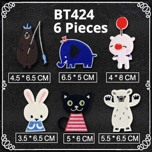 Planet Gates BT424-set Cute Anime Cartoon Children Iron On Patches For Clothing Sticker Sew On Embroidery Patch On Clothes Applique Stripes Mix Lot
