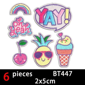 Planet Gates BT447-set Cute Anime Cartoon Children Iron On Patches For Clothing Sticker Sew On Embroidery Patch On Clothes Applique Stripes Mix Lot