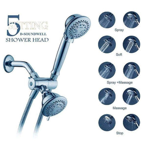 Planet Gates Bthroom Shower Accessories Handheld and Fixed Shower Combo 5 Settings ABS Material Chrome Finish Surface Showerhead Set With
