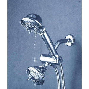 Planet Gates Bthroom Shower Accessories Handheld and Fixed Shower Combo 5 Settings ABS Material Chrome Finish Surface Showerhead Set With