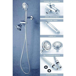 Planet Gates Bthroom Shower Accessories Handheld and Fixed Shower Combo 5 Settings ABS Material Chrome Finish Surface Showerhead Set With