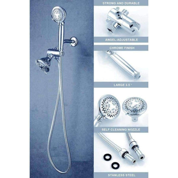 Planet Gates Bthroom Shower Accessories Handheld and Fixed Shower Combo 5 Settings ABS Material Chrome Finish Surface Showerhead Set With