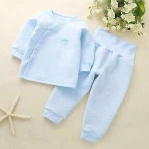 Baby Outfits Baby Girl Clothes Set Warm Long Sleeve Boy Newborn Clothes High Waist Pp Pants Sets Snow Sleepwear Pajamas - Btz1620 Blue / 9M