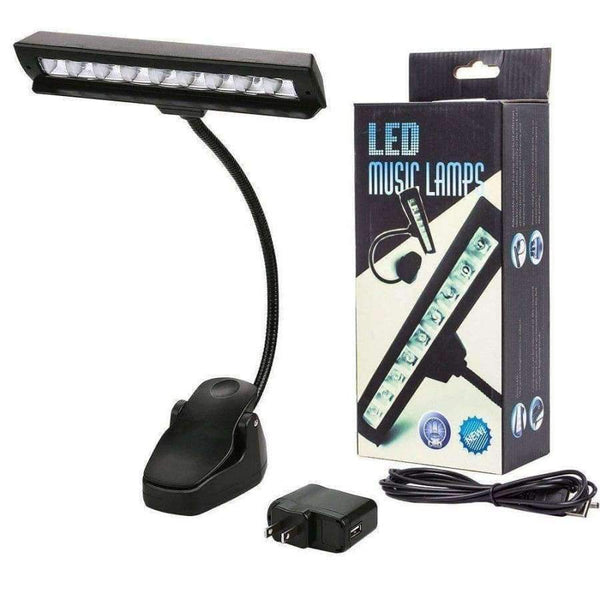 Planet Gates Built-in battery / Black Clip on Book Light, Rechargeable Reading Light, Music Stand Light with Flexible Neck, Battery Operated Bed Lamp, 3 Brightness