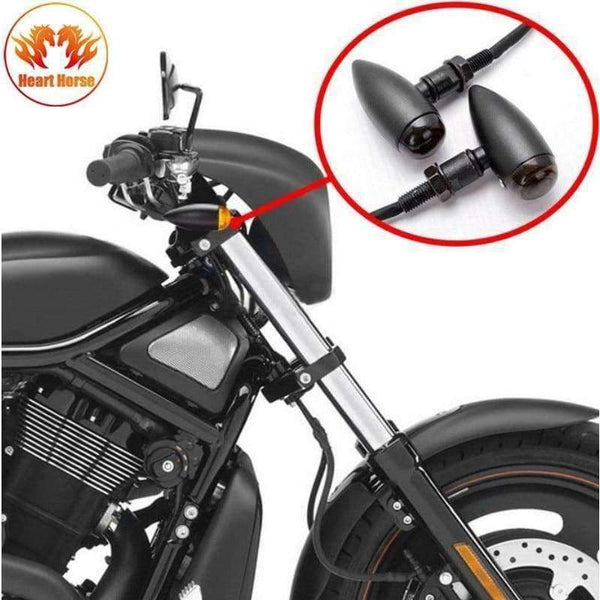 Planet Gates Bullet Metal LED Lens Motorcycle Turn Signal Indicator Flasher Light For Mini Sportster Harley Bobber Chopper For Honda Yamaha