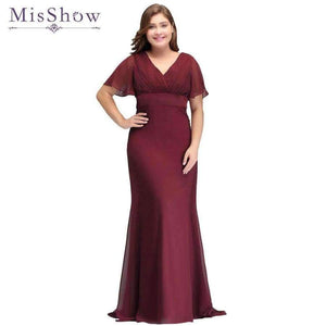 Planet Gates burgundy / 2 Butterfly sleeve Chiffon Burgundy Bridesmaid Dress plus size 2018 Women Long Formal Gown bridesmaid dresses