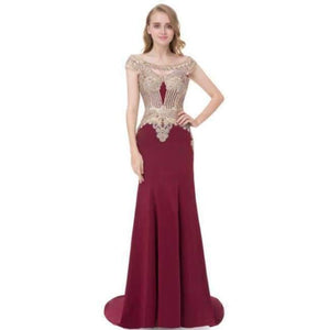 Planet Gates Burgundy / 2 / China New Arrivals  Luxury Elegant Long Mermaid Evening Dresses Satin Party Gowns Formal Real Photos LSX401
