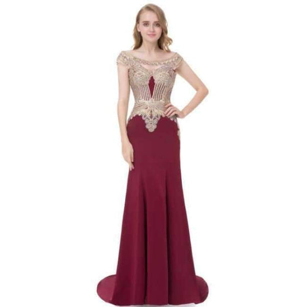 Planet Gates Burgundy / 2 / China New Arrivals  Luxury Elegant Long Mermaid Evening Dresses Satin Party Gowns Formal Real Photos LSX401