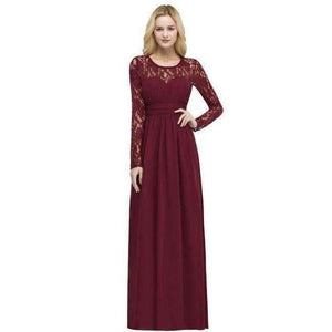 Planet Gates burgundy / 2 Demoiselle D'honneur Multi-Colors Long Sleeve Lace Bridesmaid Dresses 2018 Charming Chiffon Wedding Party Dresses Long