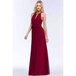 Planet Gates burgundy / 2 Purple Halter Neck Bow Tie Bridesmaid Dresses 2018 Cheap Chiffon Wedding Party Dresses Robe Demoiselle D'honneur