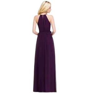 Planet Gates burgundy / 2 Purple Halter Neck Bow Tie Bridesmaid Dresses 2018 Cheap Chiffon Wedding Party Dresses Robe Demoiselle D'honneur