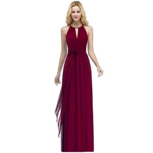 Planet Gates burgundy / 2 Purple Halter Neck Bow Tie Bridesmaid Dresses 2018 Cheap Chiffon Wedding Party Dresses Robe Demoiselle D'honneur