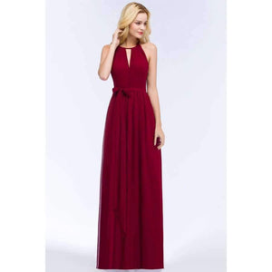 Planet Gates burgundy / 2 Purple Halter Neck Bow Tie Bridesmaid Dresses 2018 Cheap Chiffon Wedding Party Dresses Robe Demoiselle D'honneur