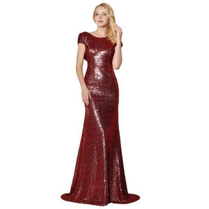 Planet Gates Burgundy / 2 Rose Gold Shining Sequin Bridesmaid Dresses Sexy Backless Long Wedding Party Gowns Simple Maid of Honor Dress OS347