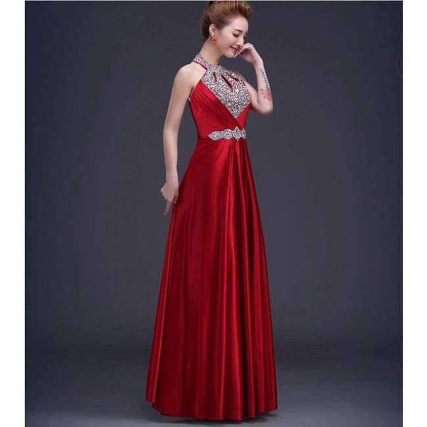 Planet Gates burgundy / 2 Vestido de Festa de Casamento 2018 Long Crystal Bridesmaid Dresses for Wedding Party Satin Dress Formal Prom Party Gowns