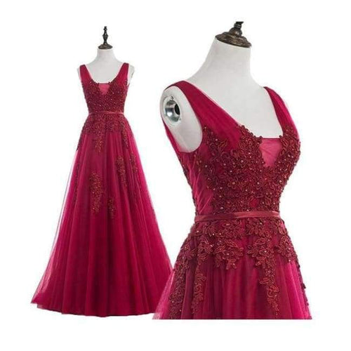 Planet Gates Burgundy / 2 Wine Red Lace Beading Long Evening Dress Backless Bridal V neck Sleeveless Transparent Banquet Sexy Prom Dress