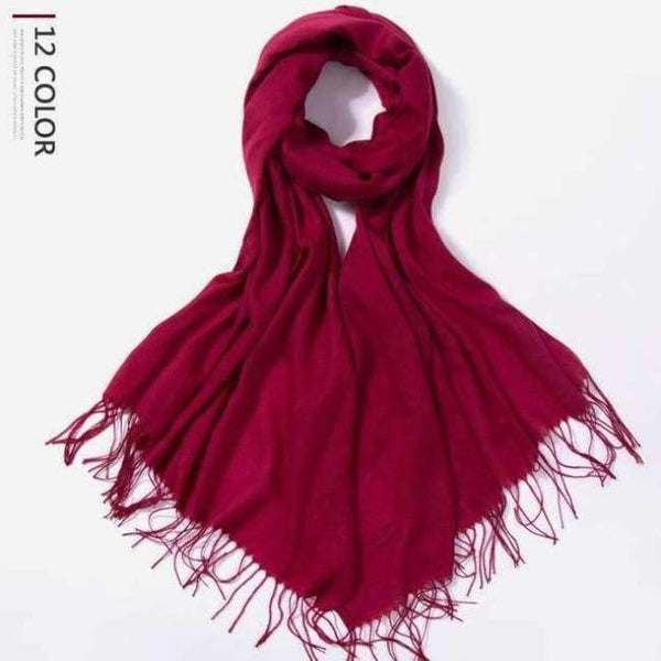 Planet Gates Burgundy / 216cmX65cm Autumn and Winter Scarf Women Fashion Solid Cashmere scarves for Women Shawls and Wraps 35 Colours