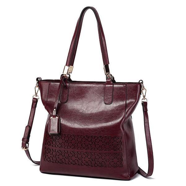 Planet Gates burgundy / (30cm<Max Length<50cm) Women's Shoulder Bag Female PU Leather Handbag Women Bags Designer High Quality Hollow Out Large Capacity Tote Bag